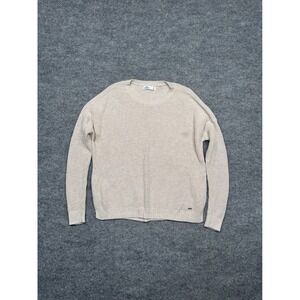 Hollister Womens Medium Tan Beige Ribbed Knit Crew Neck Drop Shoulder Sweater